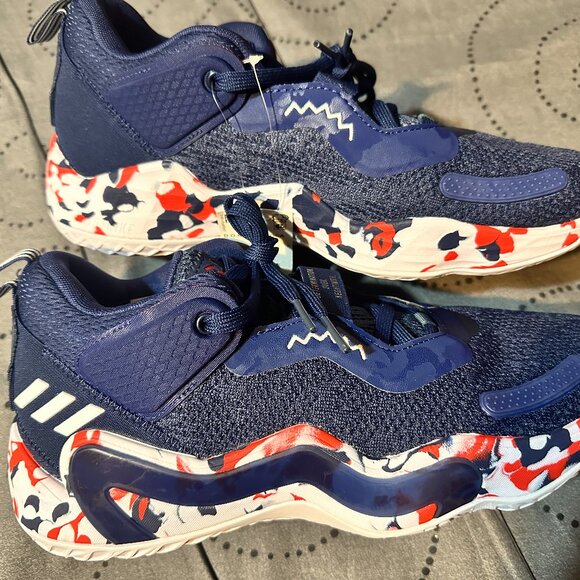 ADIDAS USA BASKETBALL BLUE RED WHITE SHOES SIZE 8.5 MEN NEW WITH TAG NO BOX $$$$ - Picture 1 of 6